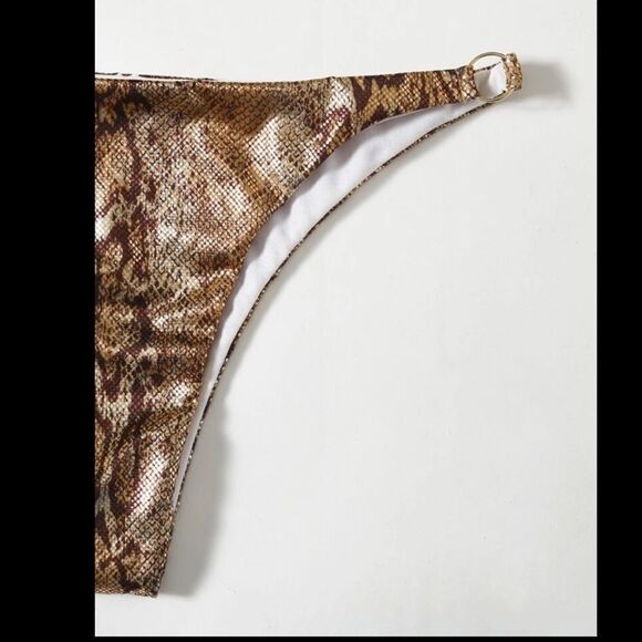 Snakeskin Metallic Halter Bikini Swimsuit - Picture 5 of 7